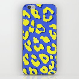 Leopard Print Blue Yellow iPhone Skin