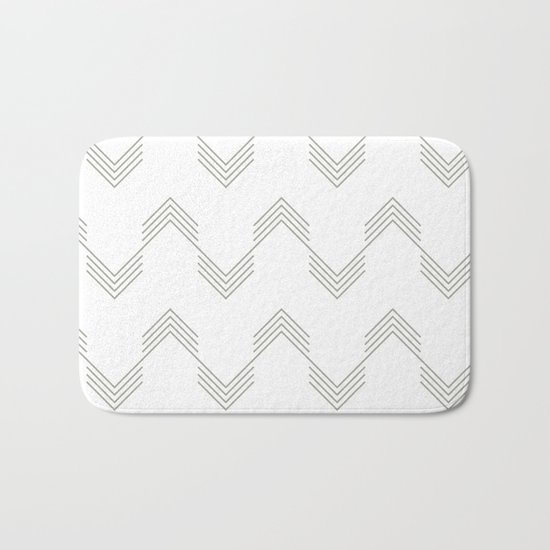 Simply Deconstructed Chevron Retro Gray on White Bath Mat