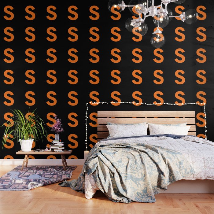 Letter S (Orange & Black) Wallpaper