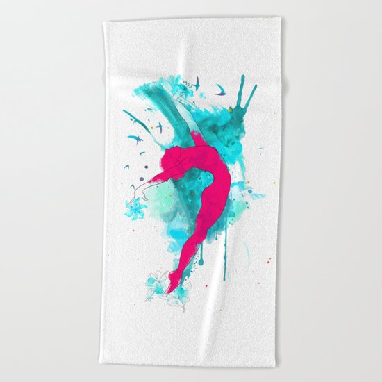 Ballerina and seagulls Beach Towel