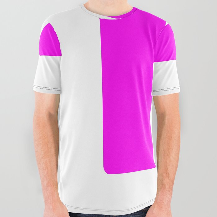 K (Magenta & White Letter) All Over Graphic Tee