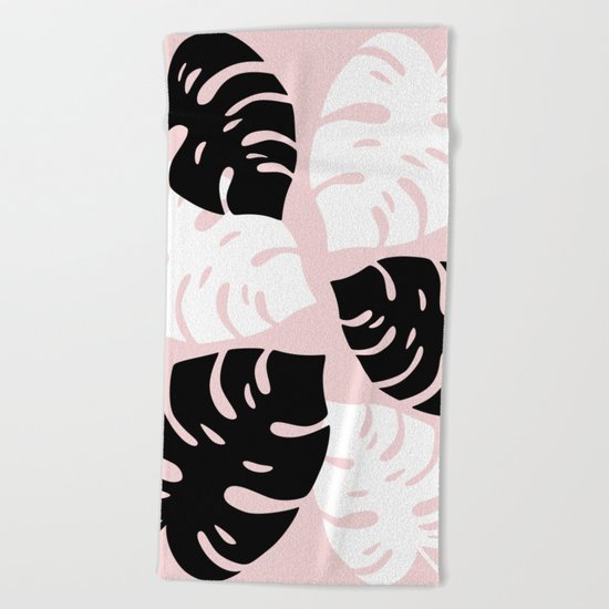 Palm Leaves on Pink Beach Towel