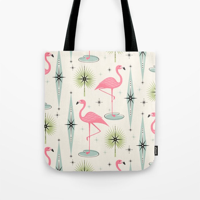 Atomic Flamingo Oasis - Larger Scale ©studioxtine Tote Bag