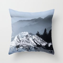 FOGGY BLUE MOUNTAINS Throw Pillow