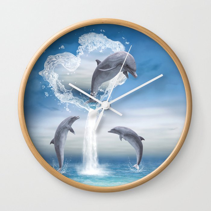 The Heart Of The Dolphins Wall Clock