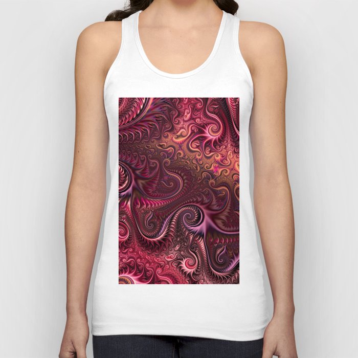 Abstract Colorful Burgundy & Carmine Spiral Pattern Tank Top