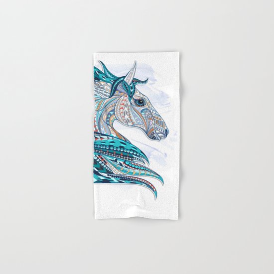 Blue Ethnic Horse Hand & Bath Towel