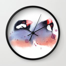 Java sparrow watercolor Wall Clock