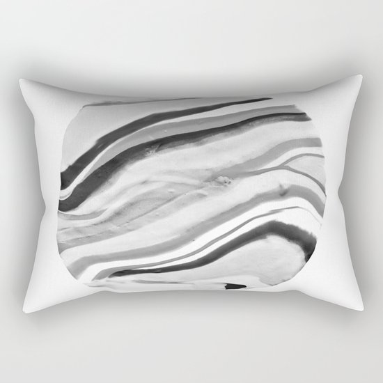 Shadow of Ourselves Marbling Marble Circle World Black and White Rectangular Pillow