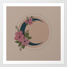 Flowers of Moon Art Print | Illustration, Retro, Moon, Flowers, Painting, Illustrated, Pattern, Aesthetic, Art, Vintage 