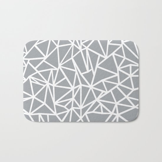 Abstract Outline Thick White on Grey Bath Mat