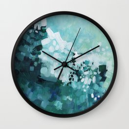 Slide Wave Wall Clock | Waves, Surf, Abstract, Oil, Painting, Impressionism, Green, Blue, Surfing, Beach 