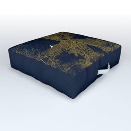 Ecatepec City Map of Mexico - Gold Art Deco Outdoor Floor Cushion