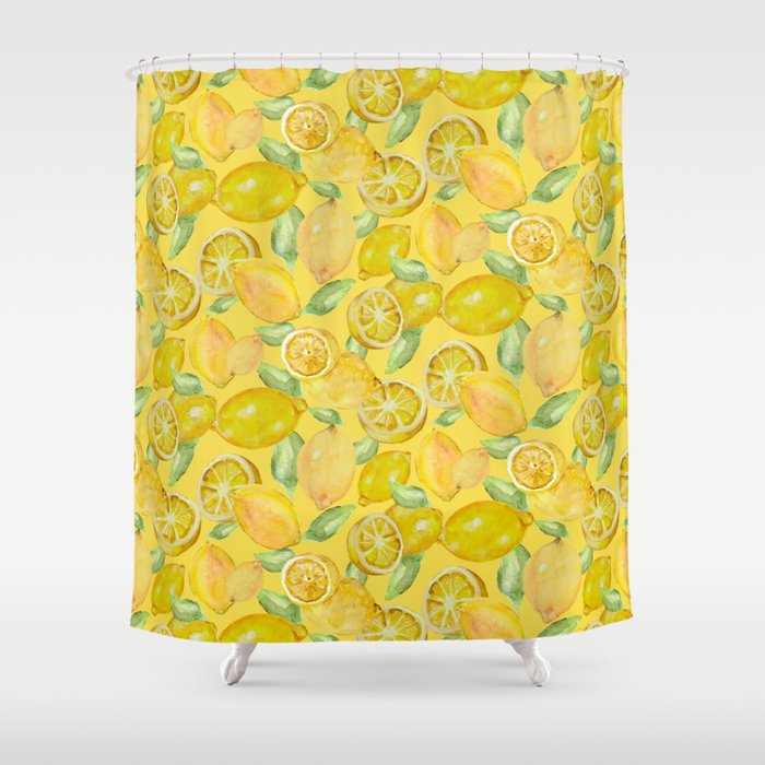 Lemons on Yellow Shower Curtain