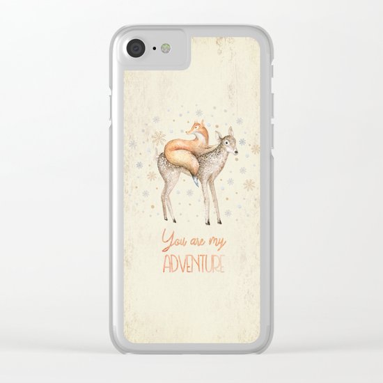 You are my adventure- fox and deer in winter- merry christmas Clear iPhone Case