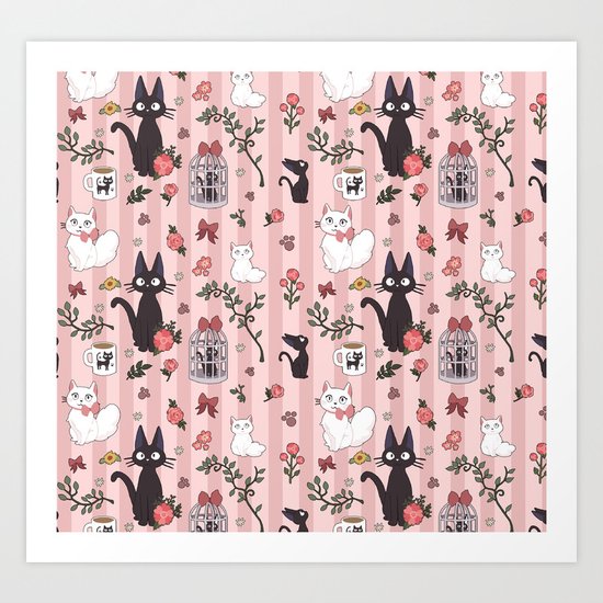 Jiji Cat Pattern Art Print