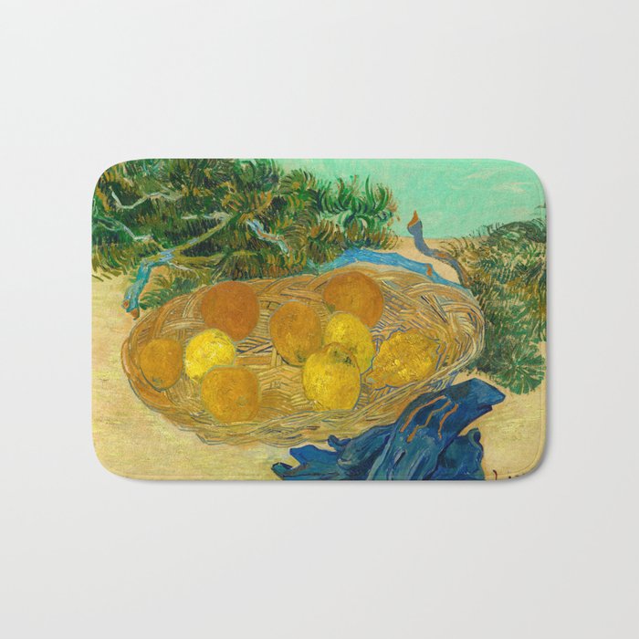 Still Life of Oranges and Lemons with Blue Gloves, 1889 by Vincent van Gogh Bath Mat