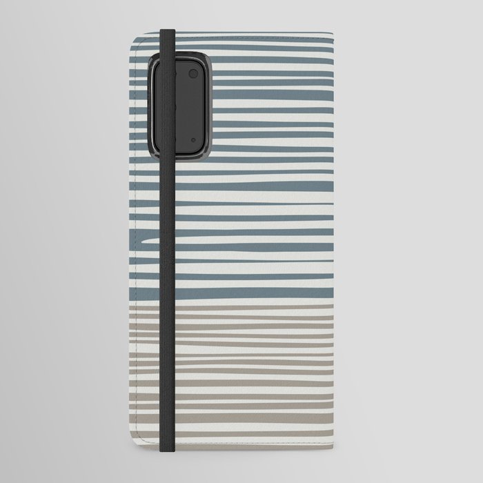 Natural Stripes Modern Minimalist Colour Block Pattern in Neutral Blue Grey and Taupe  Android Wallet Case