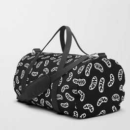 Mitochondria - White on Black Duffle Bag