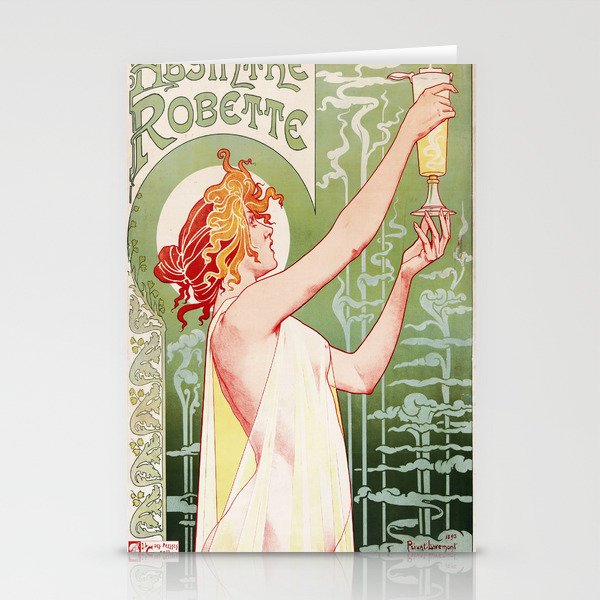 Art Nouveau Absinthe Robette Ad Stationery Cards