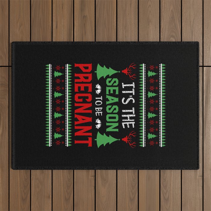 It's The Season To Be Pregnant Christmas Outdoor Rug