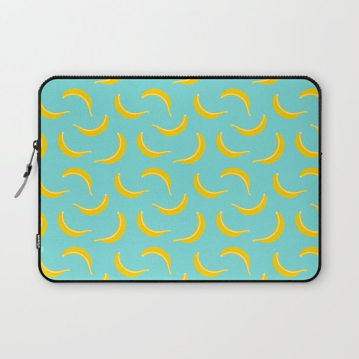 BANANA SMOOTHIE in YELLOW AND WARM WHITE ON BRIGHT TURQUOISE BLUE Laptop Sleeve