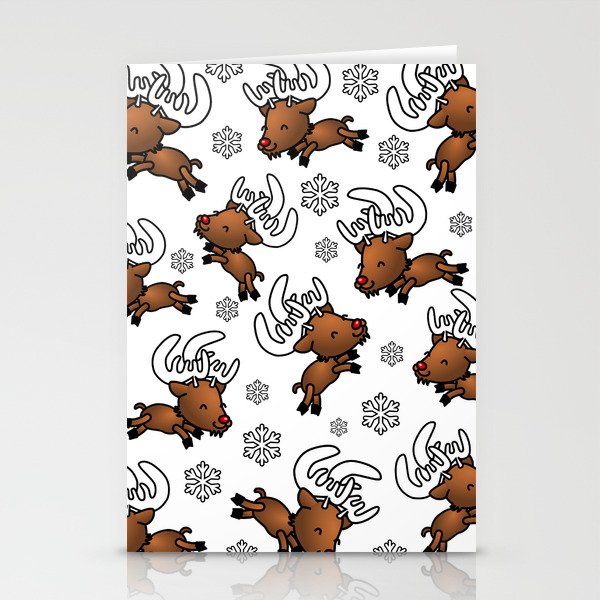 Cute Dancing Deers in the snow Stationery Cards