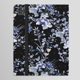 Chinoiserie Flowers and Dots Pattern Blue and Bisque iPad Folio Case