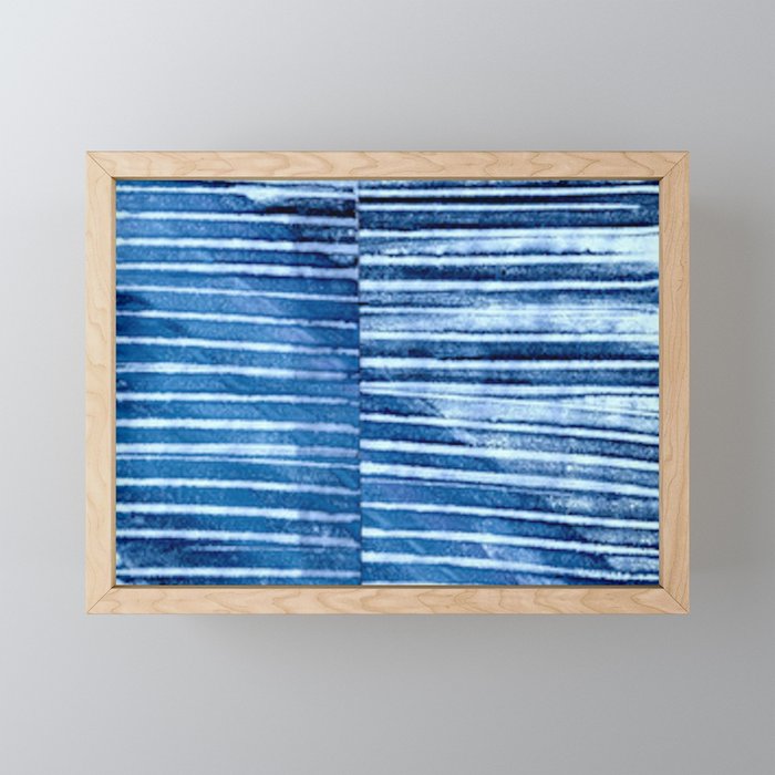 Modern Pinstripe 1 - Blazing Blue Framed Mini Art Print
