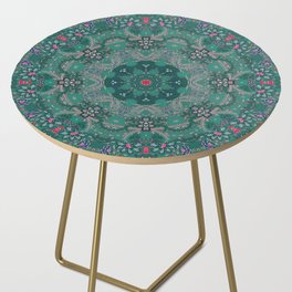 Green Moroccan Flowers Antique Side Table