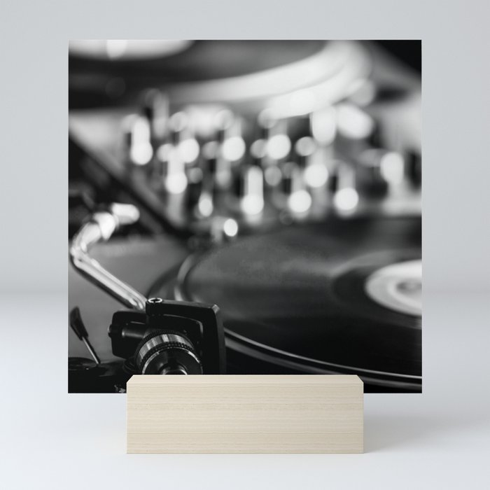 dj turntable record music aesthetic close up elegant mood art photography  Mini Art Print