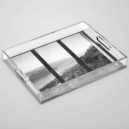 Window to Oregon and the Columbia River Gorge | Black and White Photography Acrylic Tray