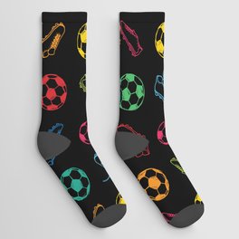 Soccer balls and boots doodle pattern. Digital Illustration Background Socks