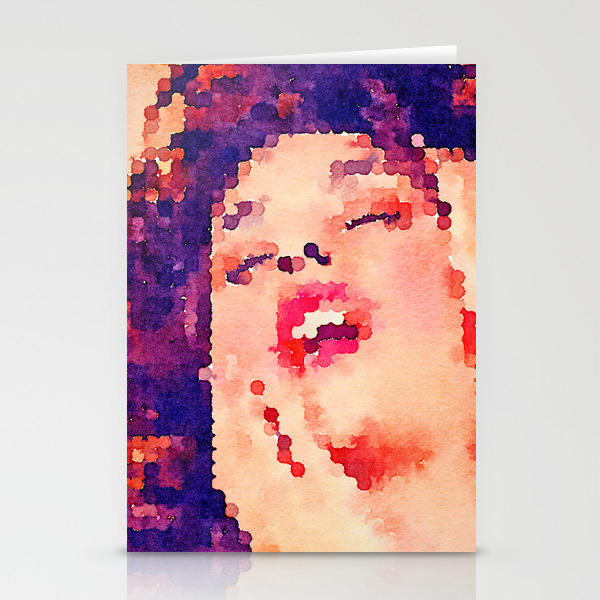 Woman S Face In Ecstasy Watercolor Painting Stationery Cards By