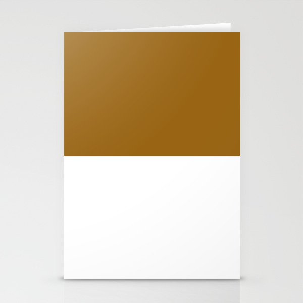 White and Golden Brown Horizontal Halves Stationery Cards