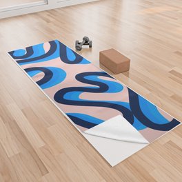 Enae - Blue Retro Ribbon Swirl Pattern  Yoga Towel