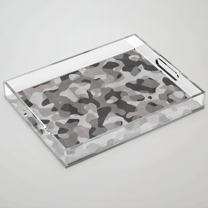 Black And White Camouflage Military Pattern Acrylic Tray
