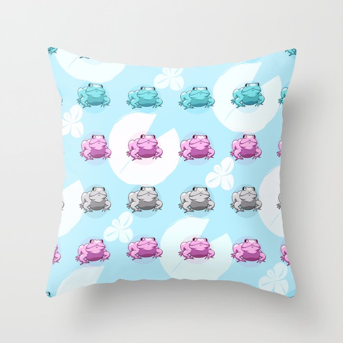 Trans Pride Frogs Throw Pillow