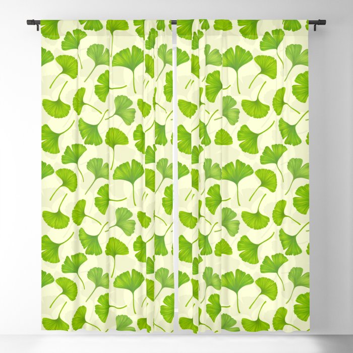 Ginkgo leaves on off white Blackout Curtain