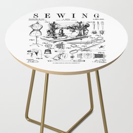 Sewing Machine Quilting Quilter Crafter Vintage Patent Print Side Table