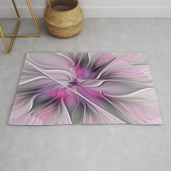 A Blooming Dream, Abstract Fractal Art Rug