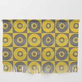 Grey Yellow Geometric Circle Repeat Pattern Wall Hanging