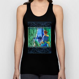 The Lady and the Peacock Tank Top | Painting, Fineart, Bird, Green, Donnadavisart, Paris, Oilpainting, Animal, Blue, Impressionism 