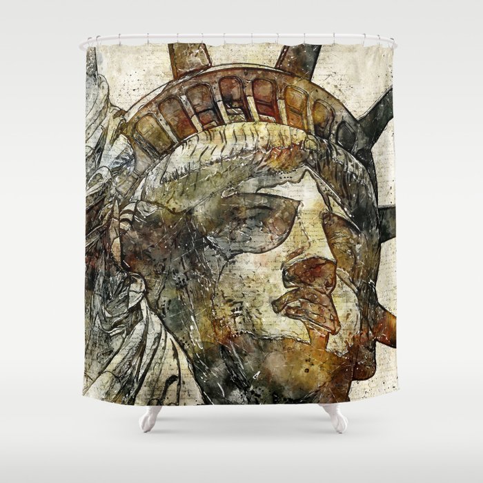 Vintage Art of Liberty Statue Shower Curtain