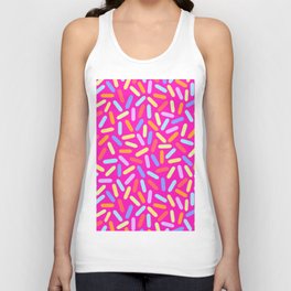 Dessert Digital Rainbow Sprinkles on Hot Pink Graphic Pattern Unisex Tank Top