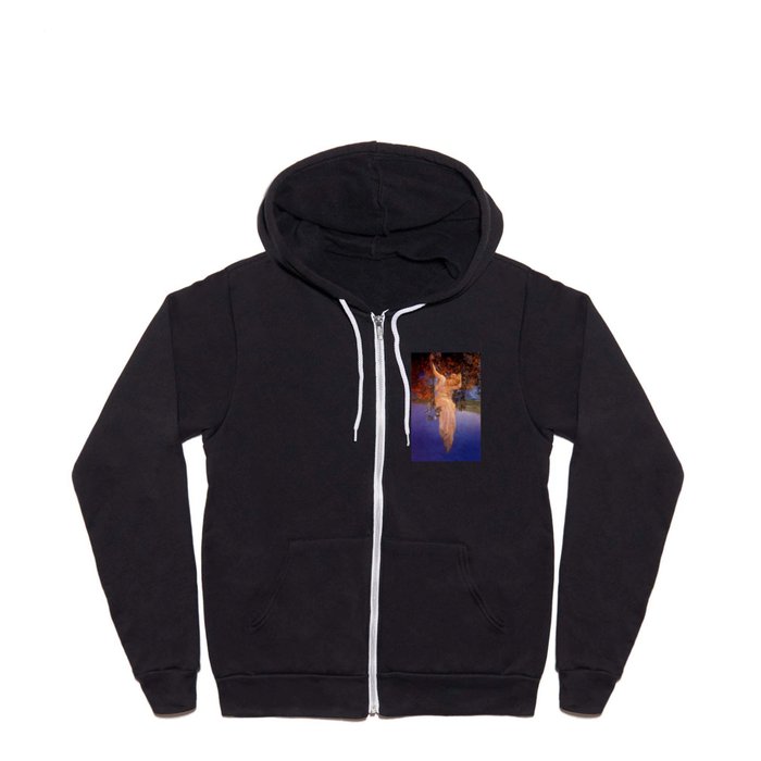 'Reveries' - Girl on a Swing on top of the World by Maxfield Parrish   Full Zip Hoodie
