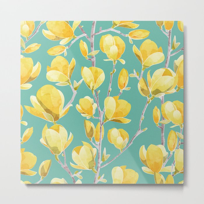 Yellow Magnolia Spring Bloom Metal Print
