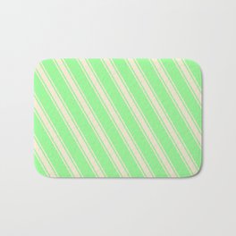 [ Thumbnail: Green and Beige Colored Stripes/Lines Pattern Bath Mat ]