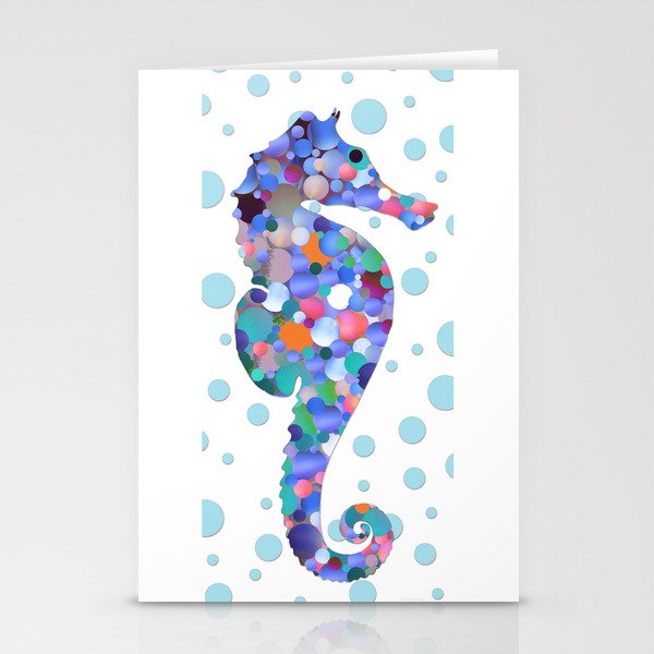 Colorful Whimsical Seahorse Fish Art by Sharon Cummings Stationery Cards