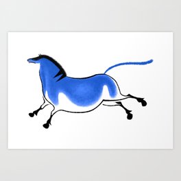 Prehistoric przewalski´s horse in electric blue Art Print